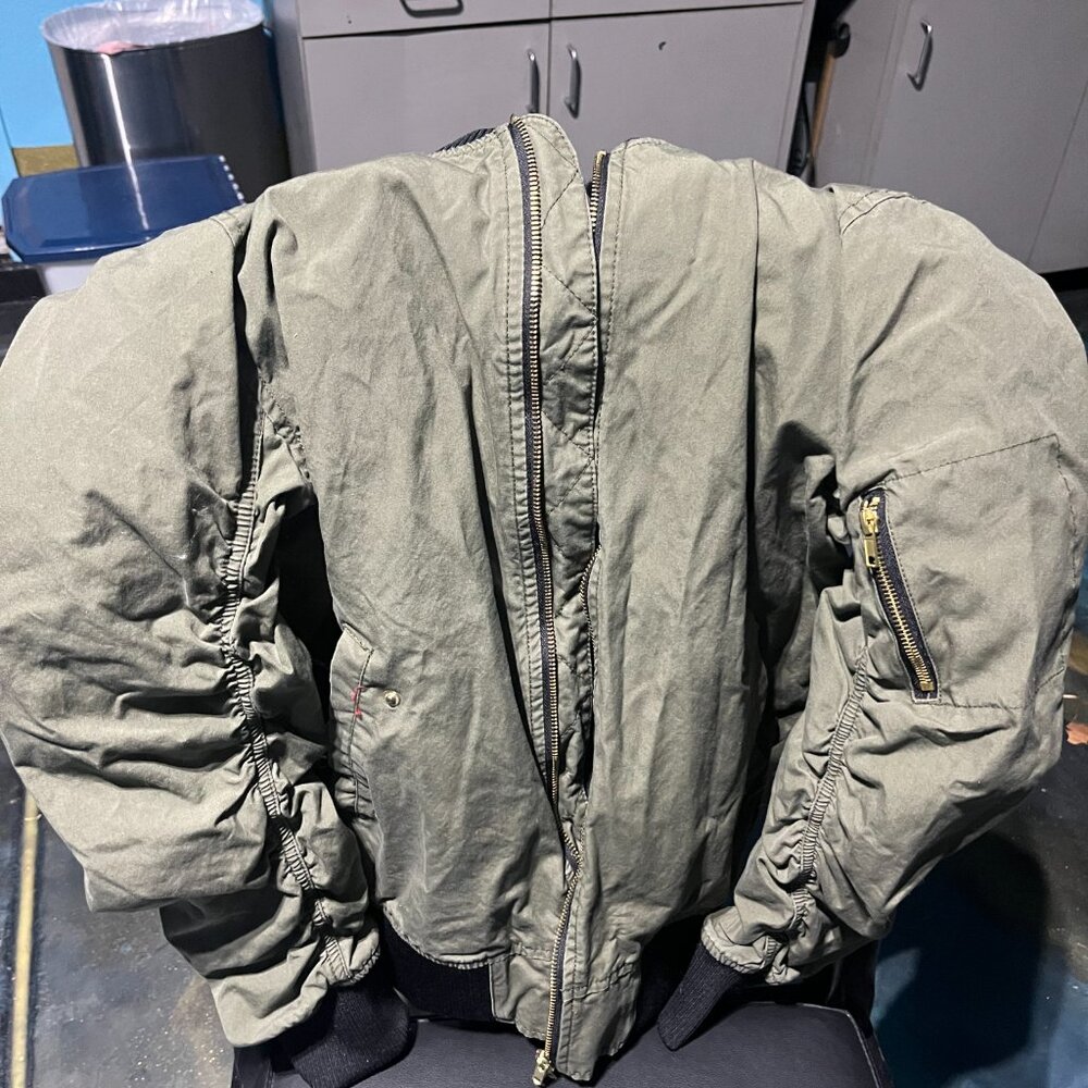 Green divided bomber jacket